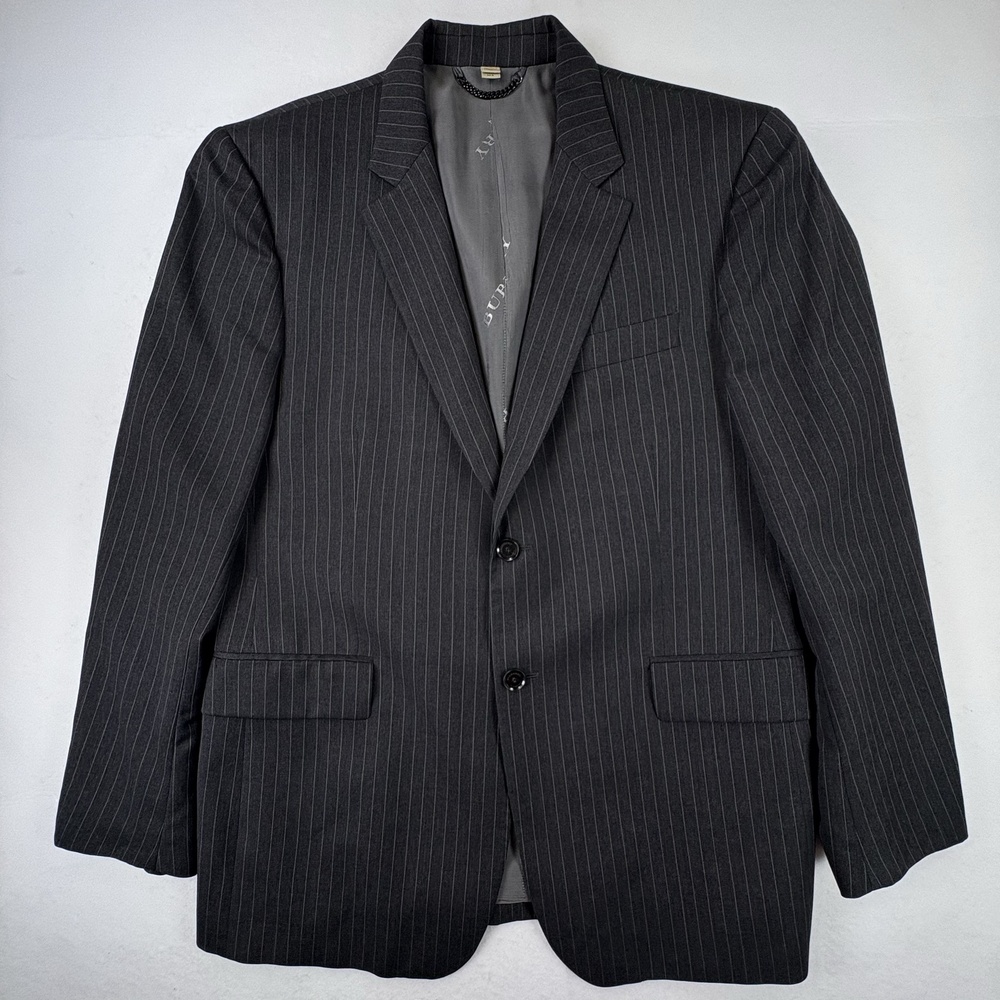 Burberry London Collins Blazer Mens 54R Charcoal Gray Pinstripe Wool Made Italy